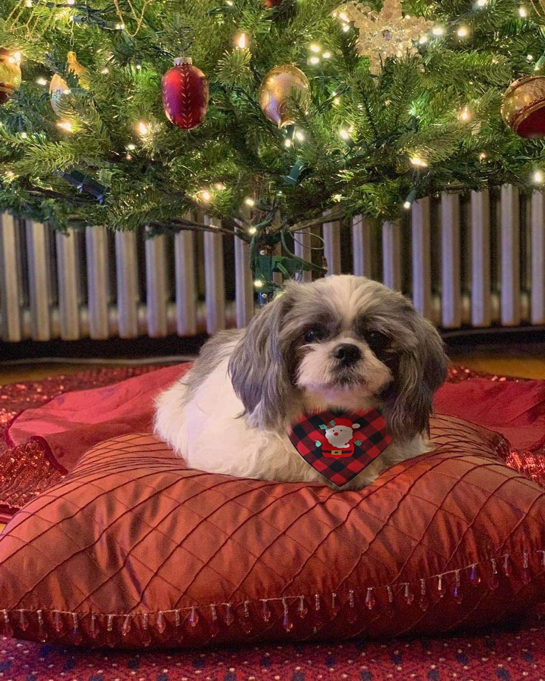 2 Pack Christmas Dog Plaid Bandana with Santa Snowman Appliques,Pet Dog Puppy Holiday Scarf Animals & Pet Supplies > Pet Supplies > Dog Supplies > Dog Apparel Upaw   