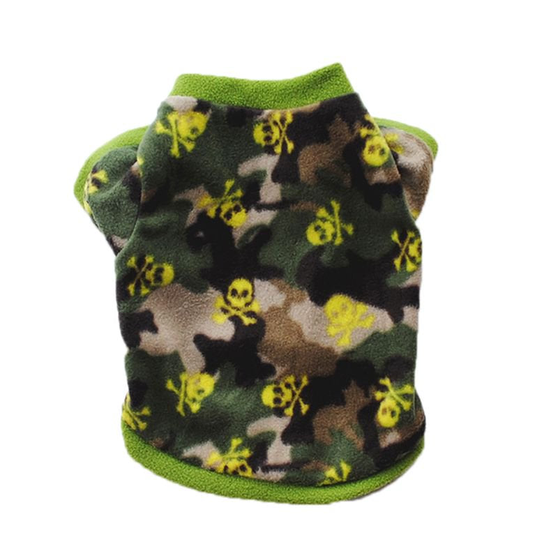 Pet Dog Fleece Coat, Soft Warm Dog Clothes, Skull Camouflage/Polka Dot/Leopard/Paw Printed/Striped Pullover Fleece Warm Jacket Costume for Doggy Cat Puppy Apparel,M Animals & Pet Supplies > Pet Supplies > Dog Supplies > Dog Apparel LINKABC M Skull Camouflage 