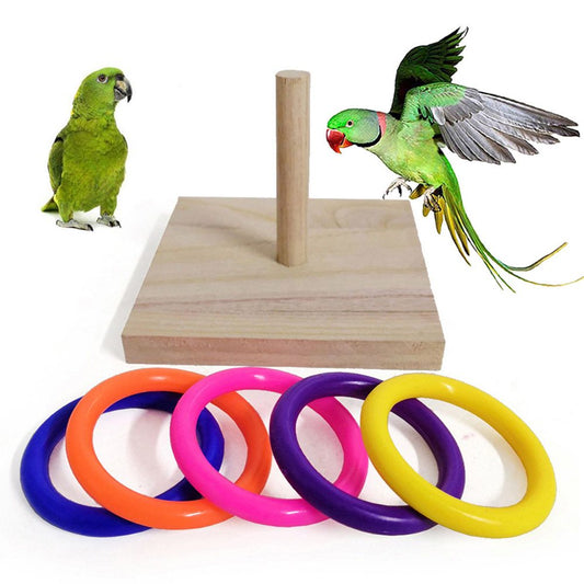 Meidiya 3Pcs/5Pcs Rings Bird Puzzle Toys,Bird Trick Tabletop Toys,Training Stacking Color Ring Toys Sets,Parrot Chew Foraing Toys,Education Play Gym Playground Activity Cage Foot Toys Animals & Pet Supplies > Pet Supplies > Bird Supplies > Bird Gyms & Playstands Meidiya Wood Color 3pcs Rings  