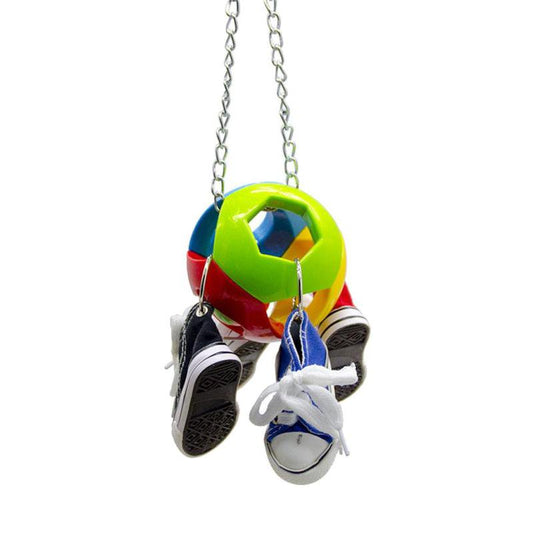 Bird Parrot Chew Toy Sneakers with Bell Ball Quick Link to the Cage Animals & Pet Supplies > Pet Supplies > Bird Supplies > Bird Gyms & Playstands Magideal   