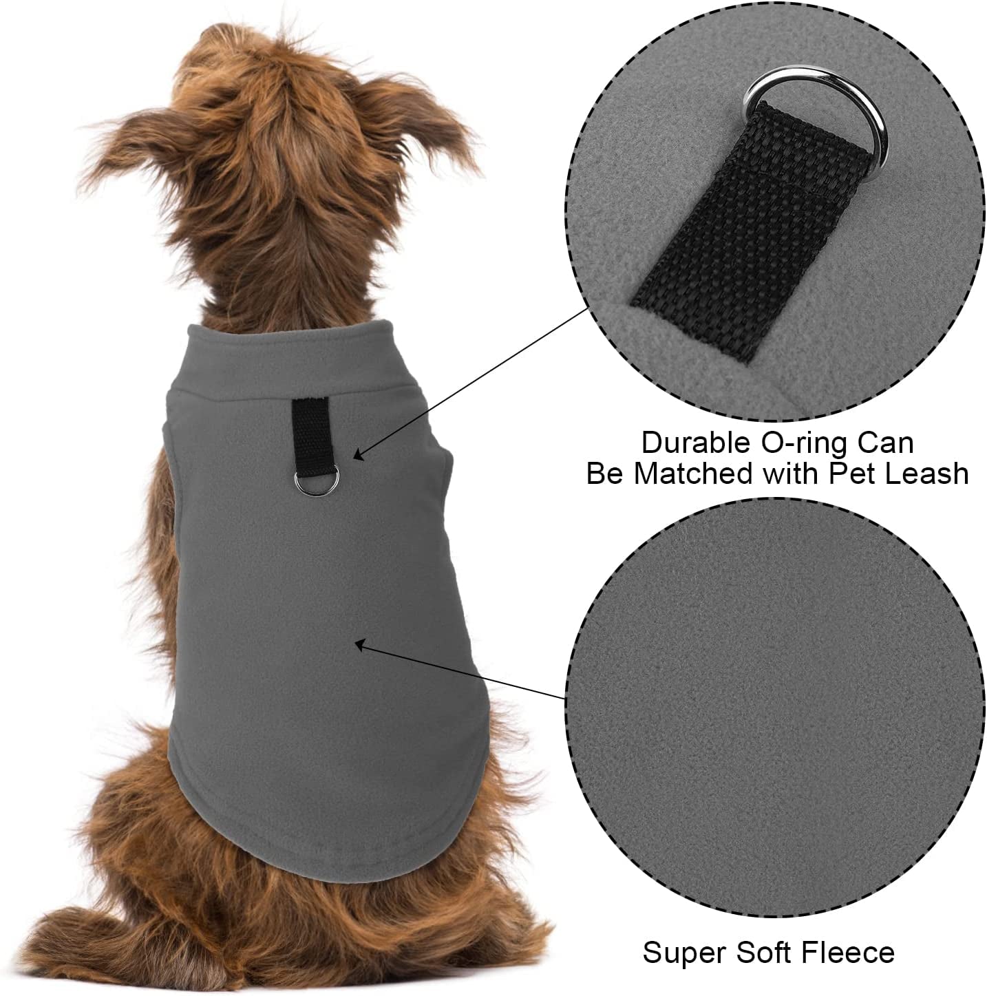 TIESOME Polar Fleece Winter Clothes Pet Vest, Dog Sweater with Leash Ring Warm Pullover Dog Jacket for Winter Dog Sweater Coat Cold Weather Pet Clothes Indoor Outdoor Use (Gray L) Animals & Pet Supplies > Pet Supplies > Dog Supplies > Dog Apparel TIESOME   