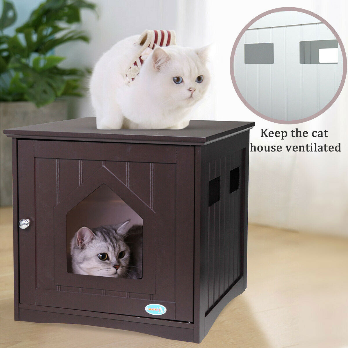 Cfowner Cat House Hidden Litter Box Furniture