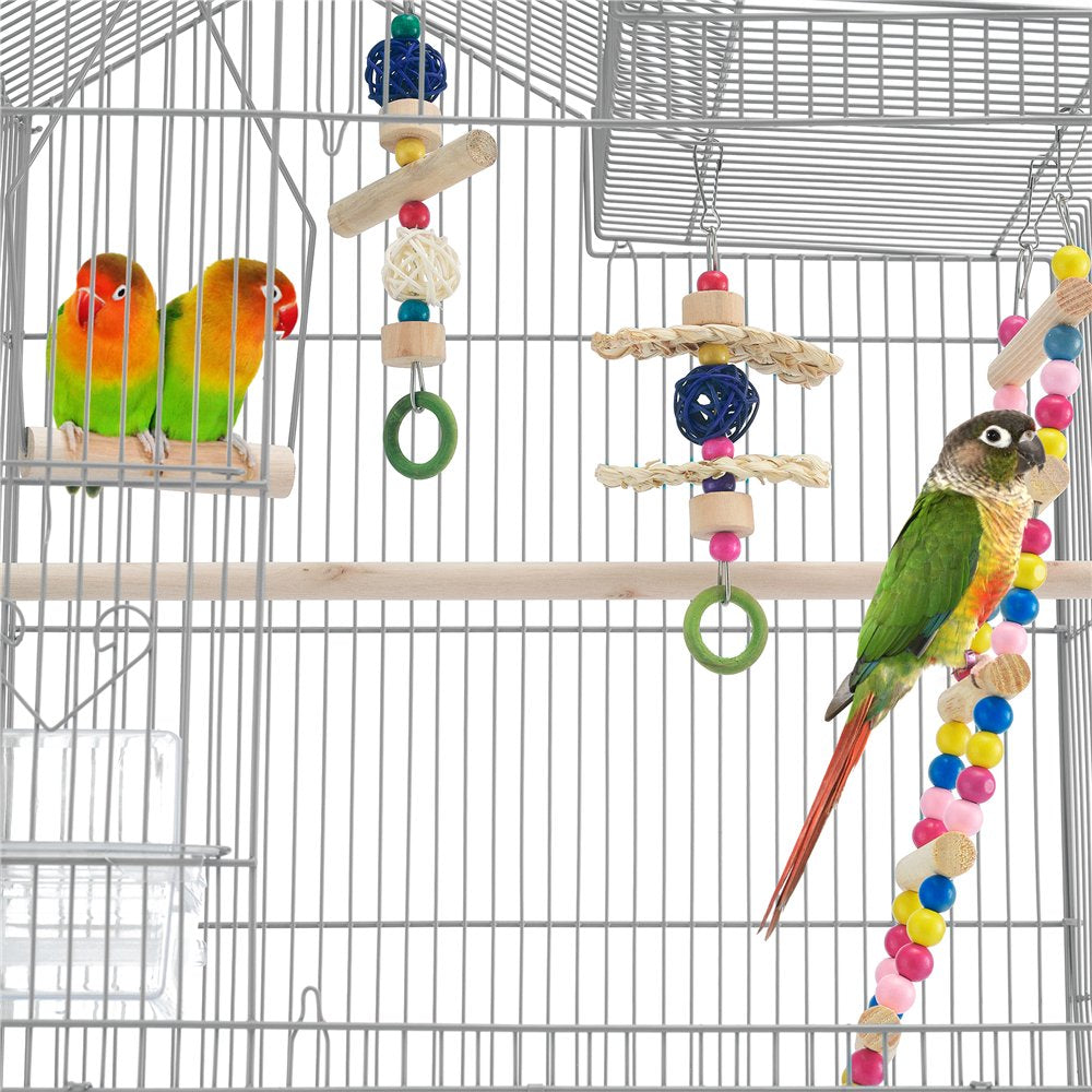 Topeakmart 62.5''H Rolling Metal Bird Cage Large Parrot Cage with with Detachable Stand & Toys, Light Gray Animals & Pet Supplies > Pet Supplies > Bird Supplies > Bird Cages & Stands Topeakmart   