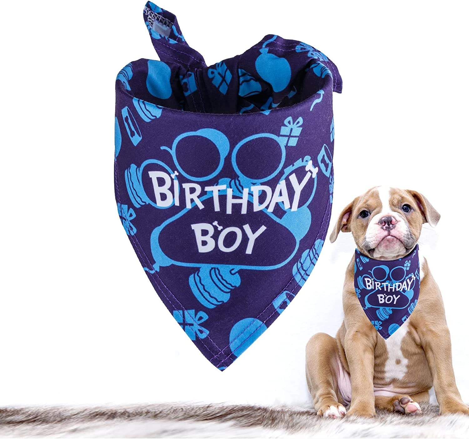 TCBOYING Dog Birthday Bandana, Dog Birthday Boy Hat Scarfs Flag Balloon with Cute Doggie Birthday Party Supplies Decorations(11-Piece Set) (Blue) Animals & Pet Supplies > Pet Supplies > Dog Supplies > Dog Apparel TCBOYING Blue bandanas  