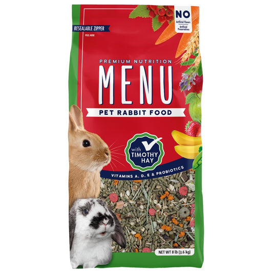 Menu Premium Rabbit Food - Timothy Hay Pellets Blend - Vitamin and Mineral Fortified, 8 Lb Animals & Pet Supplies > Pet Supplies > Small Animal Supplies > Small Animal Food Vitakraft Sunseed Inc. 8 lbs  