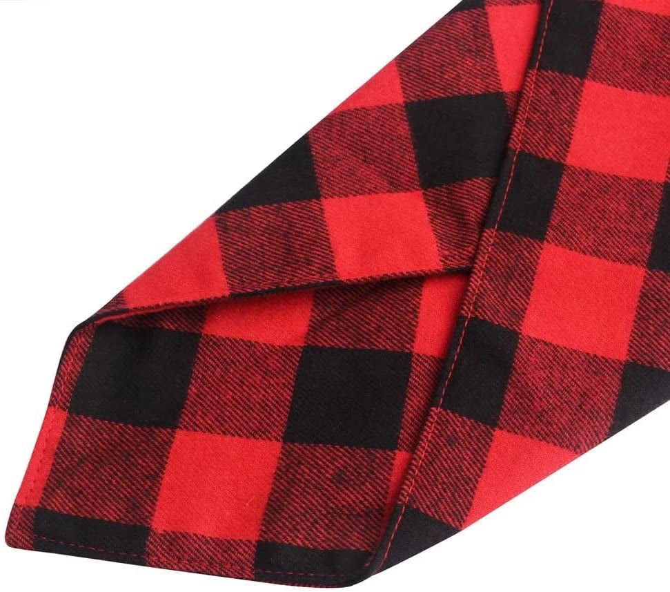 Deedose Dog Bandana 2 Pack Red and Black Plaid Pet Kerchief Triangle Bibs Scarf for Large Medium Small Dogs Puppy Thanksgiving Birthday Party Daily Use Animals & Pet Supplies > Pet Supplies > Dog Supplies > Dog Apparel Deedose   