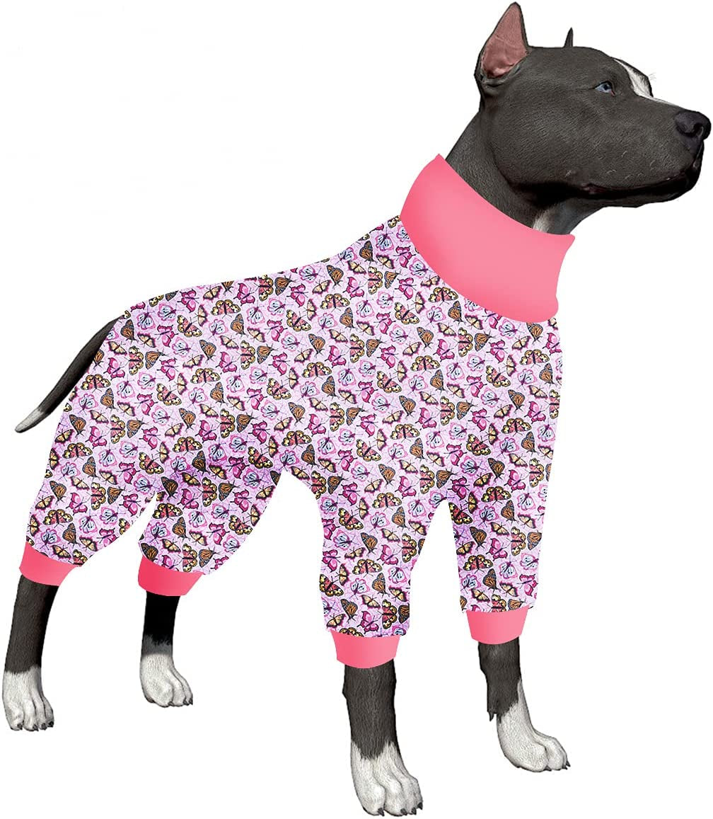 Lovinpet Onesies for Medium Dog, Dog Pajamas after Surgery, Full Coverage Dog Jumpsuit as Base Clothes under Dog Sweaters, Anti- Shedding Elastic Fabric, Colorful Flowers Prints Jammies for Large Dogs Animals & Pet Supplies > Pet Supplies > Dog Supplies > Dog Apparel LovinPet Rose Pink Medium 