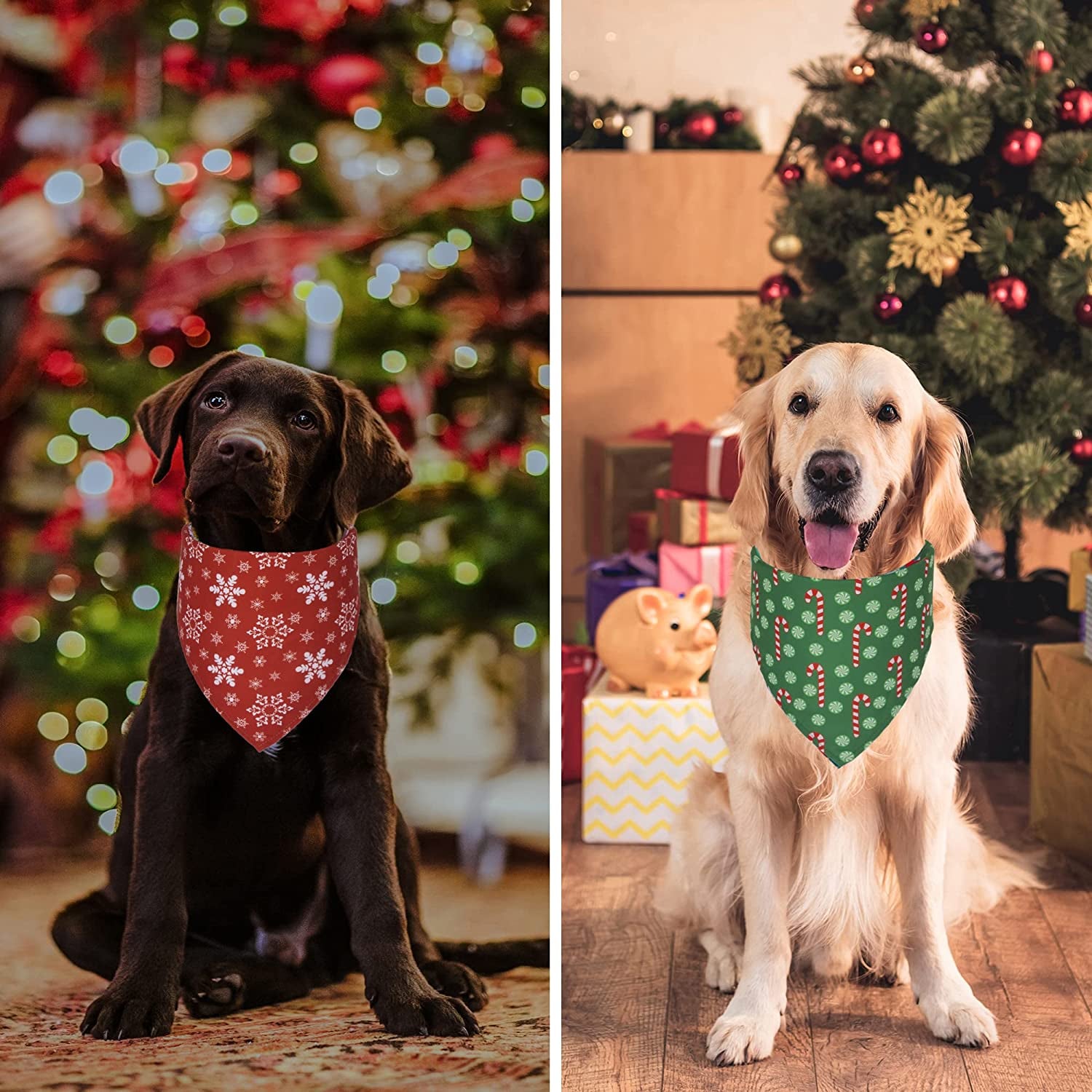 ADOGGYGO 4 Pack Dog Bandana Christmas Dog Scarf Bibs Kerchief Set Dog Christmas Costume Xmas Holiday Bandanas for Small Medium Large Dogs Cats Pets Animals & Pet Supplies > Pet Supplies > Dog Supplies > Dog Apparel ADOGGYGO   