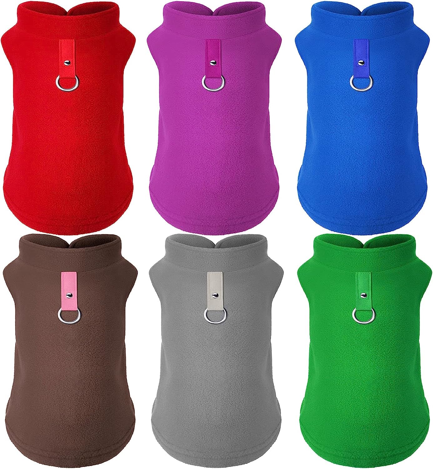 6 Pieces Dog Fleece Vest Dog Pullover Warm Dog Jacket Cold Weather Pet Sweater with Leash Ring Cozy Dog Clothes for Small Cats Dogs (Dark Colors, Small) Animals & Pet Supplies > Pet Supplies > Dog Supplies > Dog Apparel Weewooday Dark Colors Medium 