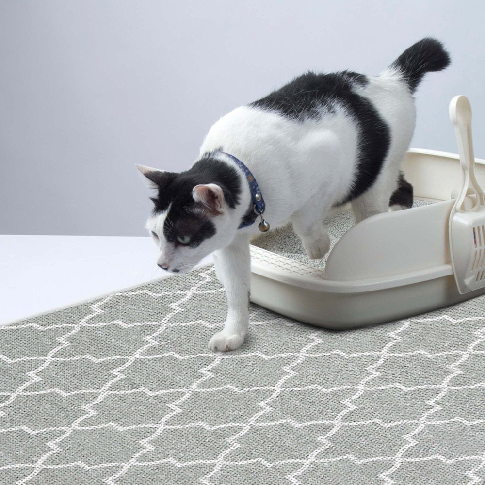 Sussexhome Pets Ultra-Thin Cat and Dog Litter Mat for Litter Box - Washable Soft Natural Cotton Cat and Dog Litter Trapping Mat - Paws-Kind Slip Resistant Litter Catching Mat Animals & Pet Supplies > Pet Supplies > Cat Supplies > Cat Litter Box Mats SUSSEXHOME 24" x 44" Geometric-Gray 