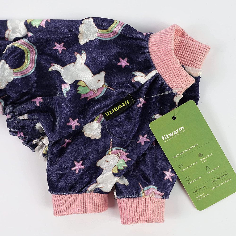 Fitwarm Fairy Unicorn Dog Pajamas Pet Clothes Jumpsuit PJS Apparel Soft Velvet Purple Medium Animals & Pet Supplies > Pet Supplies > Dog Supplies > Dog Apparel Fitwarm   