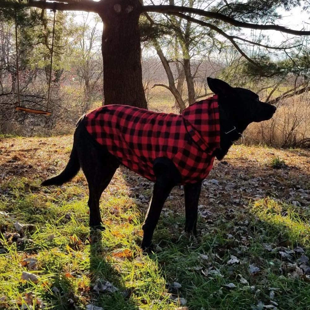 Rantow Windproof Pet Dog Jacket Winter Coat Detachable Hat Cold Weather Dog Vest Red Plaid/Blue Plaid Puppy Hoodie Sweater Clothing Outfits (L, Red Plaid) Animals & Pet Supplies > Pet Supplies > Dog Supplies > Dog Apparel Rantow   