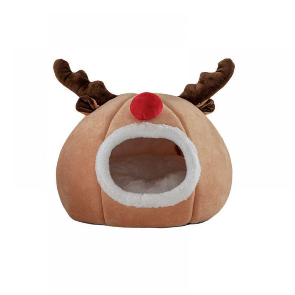 Stibadium Christmas Reindeer Shape Pet Bed Warm Cave Animal Kitten Nest Sleeping Bed Puppy House for Cats and Small Dogs Animals & Pet Supplies > Pet Supplies > Cat Supplies > Cat Beds Stibadium   