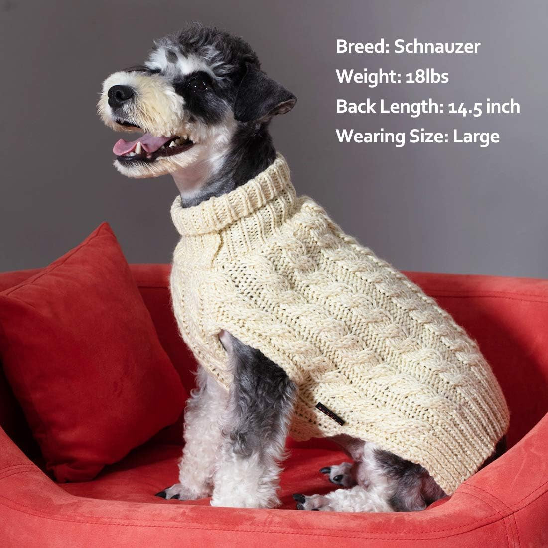 KYEESE Dog Sweaters Beige with Golden Thread Turtleneck Pet Sweater for Cold Weather Animals & Pet Supplies > Pet Supplies > Dog Supplies > Dog Apparel kyeese   