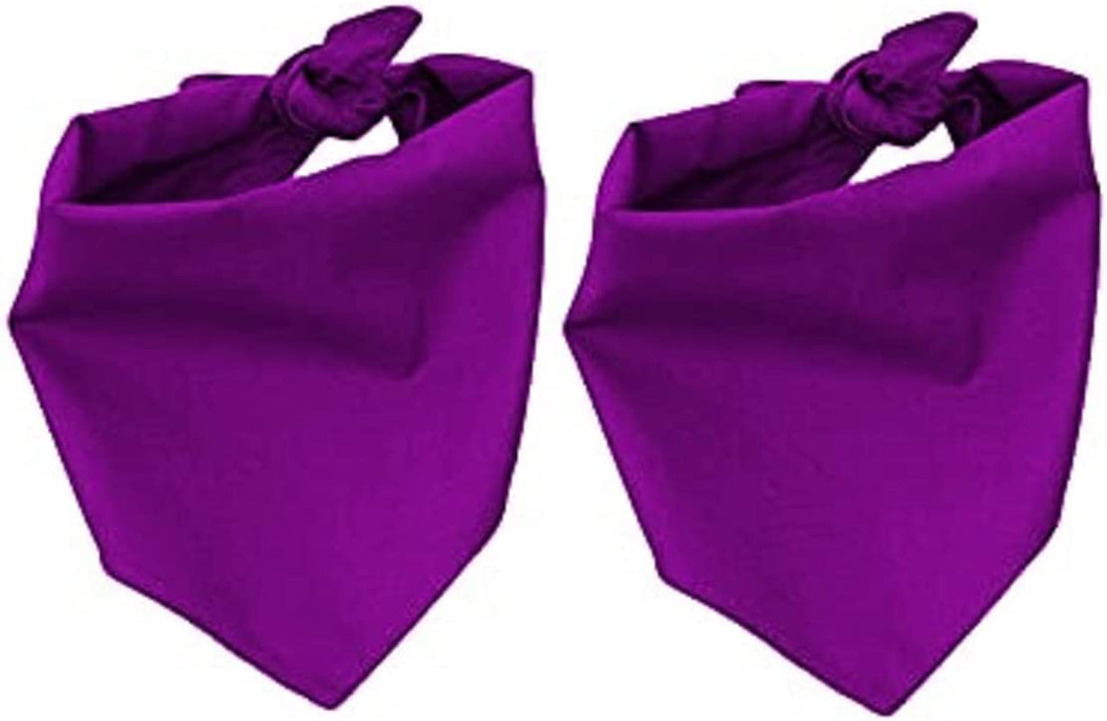 Eechicspace Plain Dog Bandana Blank Scarf Black Cotton for Small Medium Large Dogs 2 Pack Animals & Pet Supplies > Pet Supplies > Dog Supplies > Dog Apparel EechicSpace Deep Purple Large (Pack of 2) 