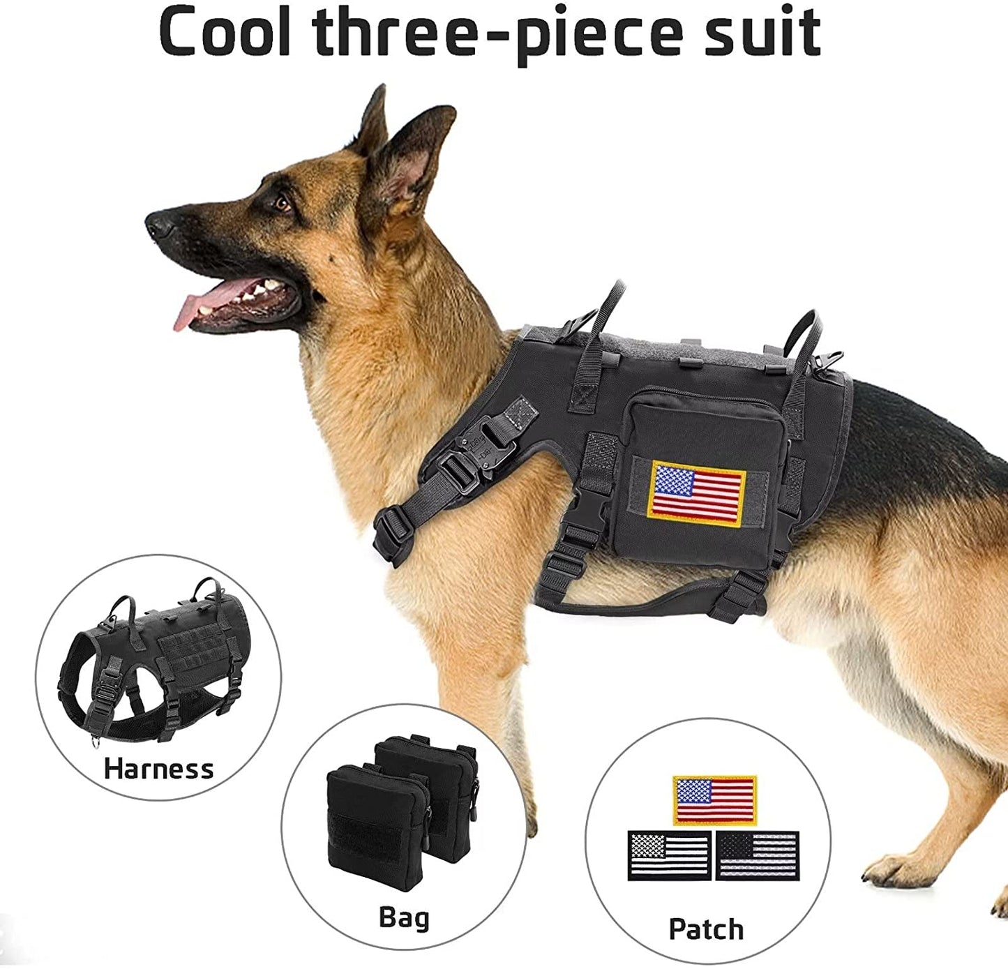 Forestpaw Tactical Dog Vest Harness,No Pulling Front Leash Clip,Adjustable Service Dog Vest with Backpack Heavy Duty for Medium Large Dogs,Black M Animals & Pet Supplies > Pet Supplies > Dog Supplies > Dog Apparel HCBZ   