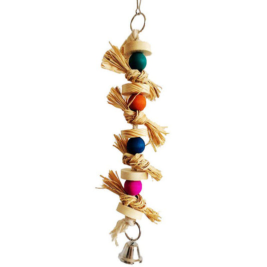 Bird Toy Parakeet Natural Wood&Straw Chewing Toy Parrot Bird Cage Swing Bites Ball Playing Pet Birds Supplies Animals & Pet Supplies > Pet Supplies > Bird Supplies > Bird Toys Ardorlove   