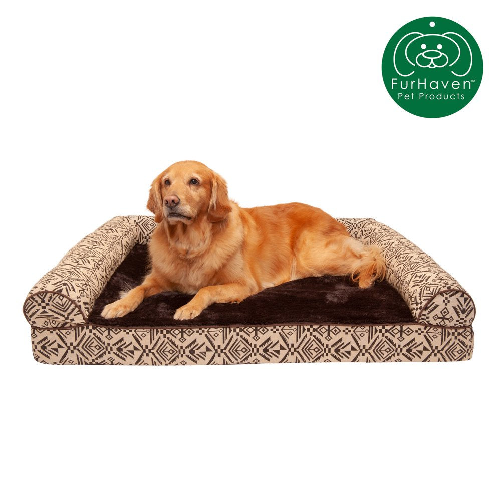 Furhaven Pet Products | Memory Foam Southwest Kilim Sofa-Style Couch Bed for Dogs & Cats, Black Medallion, Jumbo Plus Animals & Pet Supplies > Pet Supplies > Cat Supplies > Cat Beds FurHaven Pet Cooling Gel Foam Jumbo Desert Brown