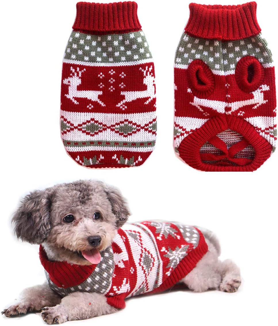 Vehomy Dog Christmas Sweaters Pet Winter Knitwear Xmas Clothes Classic Warm Coats Reindeer Snowflake Argyle Sweater for Kitty Puppy Cat-L Animals & Pet Supplies > Pet Supplies > Dog Supplies > Dog Apparel Vehomy X-Large  