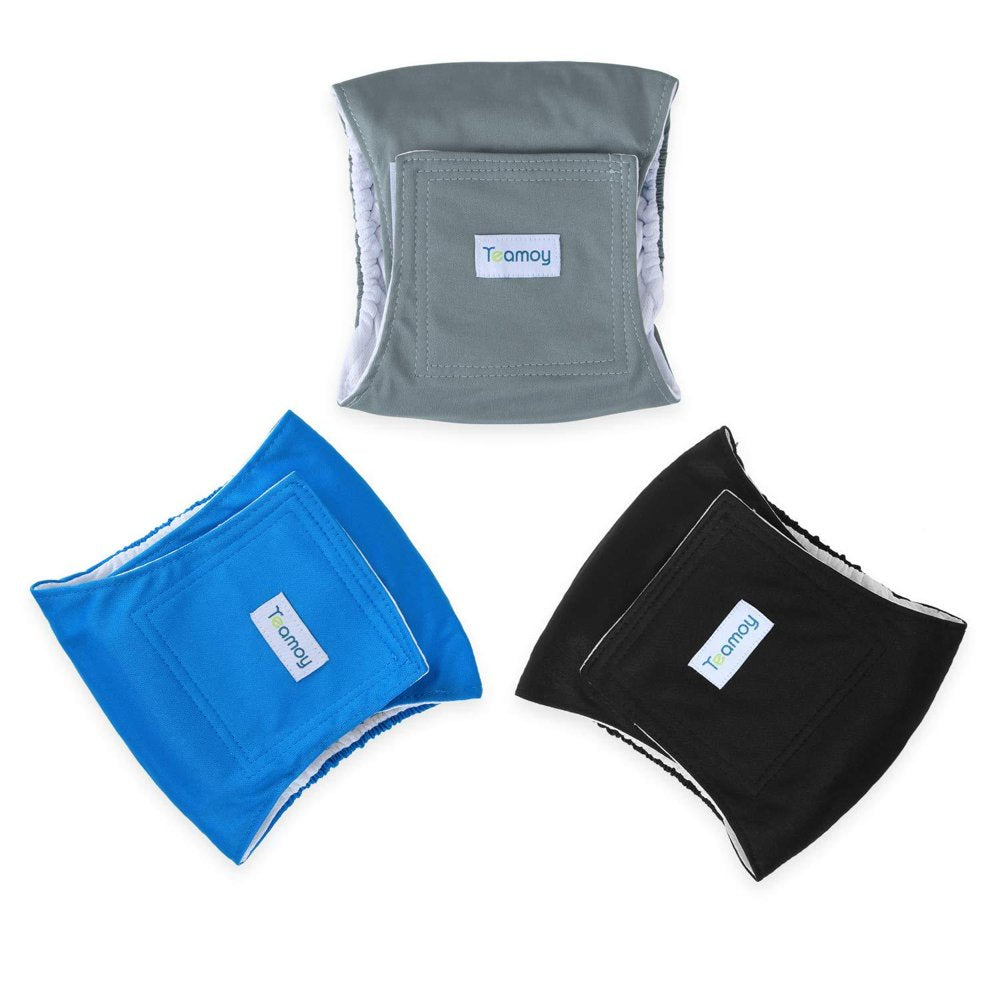 Teamoy Reusable Wrap Diapers for Male Dogs, Washable Puppy Belly Band L1(16&Quot;-20&Quot;Waist) Black+ Gray+ Lake Blue Animals & Pet Supplies > Pet Supplies > Dog Supplies > Dog Diaper Pads & Liners Damero INC   
