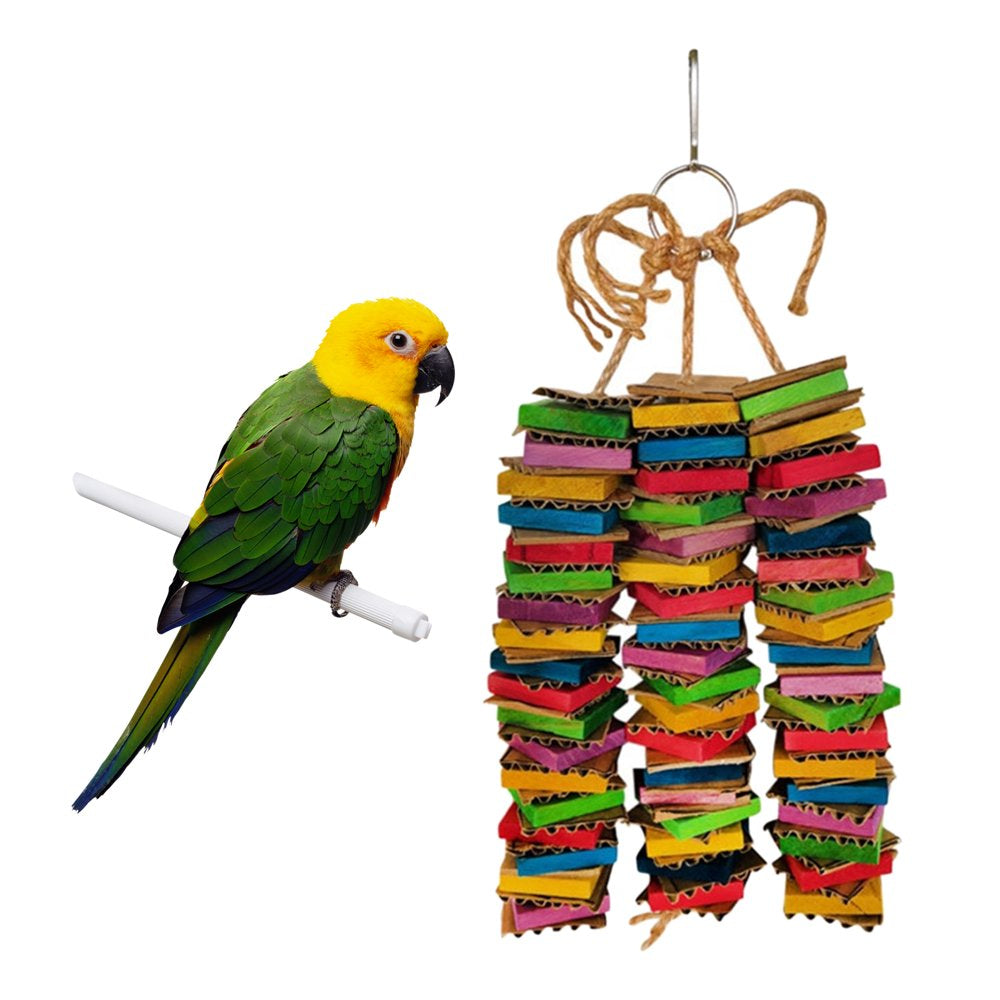 Bird Chewing Toy Wooden Blocks Cotton Rope Parakeet Parrot Training Toys 3-String