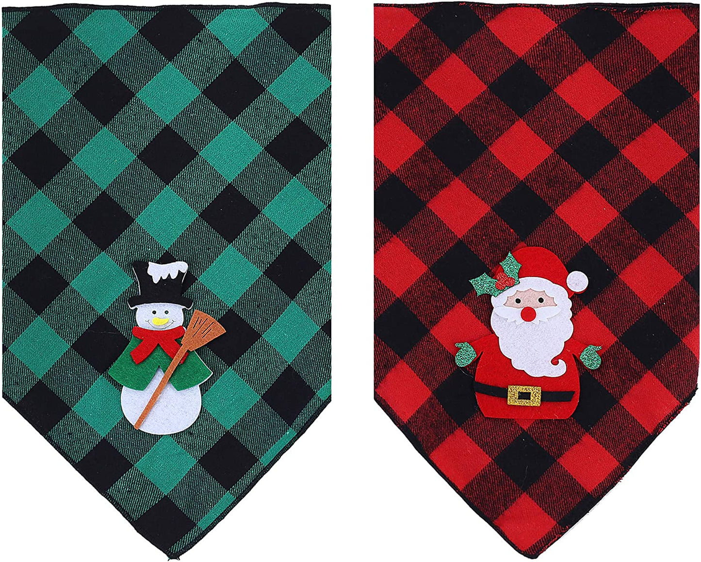 2 Pack Christmas Dog Plaid Bandana with Santa Snowman Appliques,Pet Dog Puppy Holiday Scarf Animals & Pet Supplies > Pet Supplies > Dog Supplies > Dog Apparel Upaw   