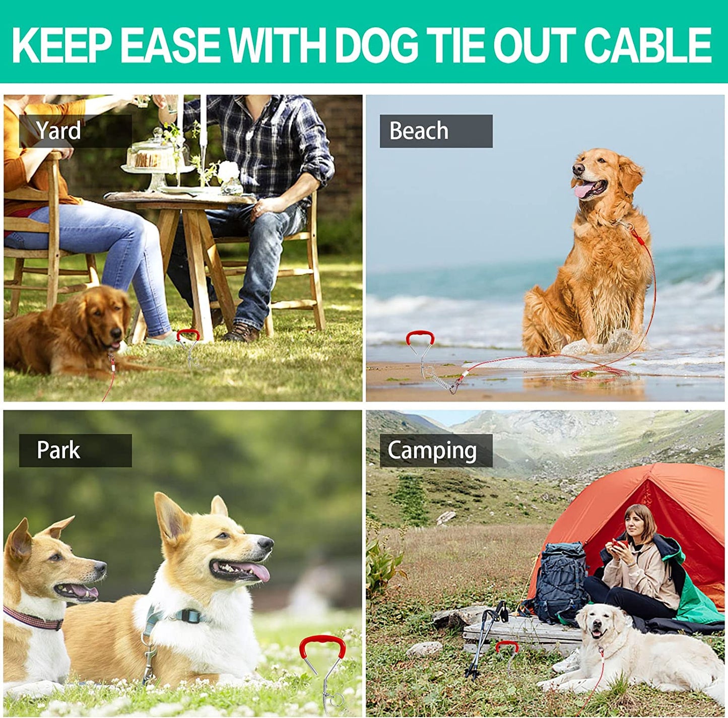 Dog Tie Out Stake Heavy Duty, Dog Stake for Yard with Spring, Dog Stake Sturdy for Training or Camping, Dog Anchor for Dog Runner, Attach to Tie Out Cable & Lead for Ground, Backyard & Sand Animals & Pet Supplies > Pet Supplies > Dog Supplies > Dog Apparel SnagleDirect   