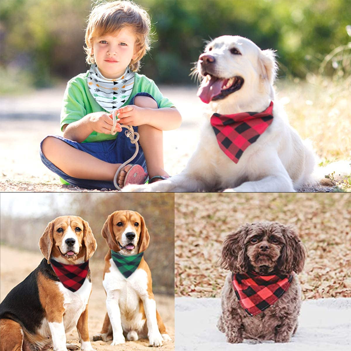 Dog Collar and Bandana Set ,Dog Collar Christmas Red and Black Plaid Bow Tie Dog Collar for Medium Adjustable Dog Collar for Large Dog Bandana Collar for Small Dogs Animals & Pet Supplies > Pet Supplies > Dog Supplies > Dog Apparel Siroomly   