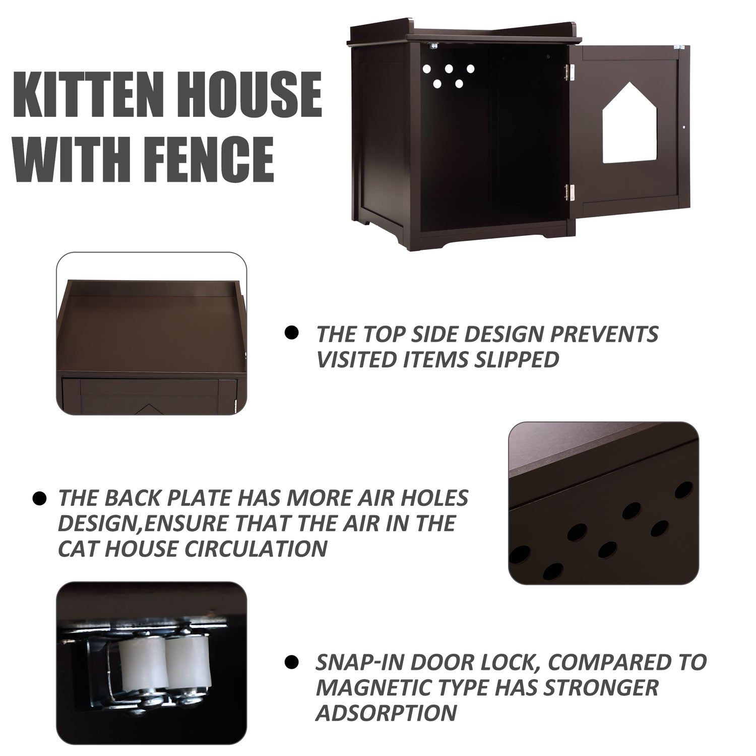 Coziwow Cat House Hidden Litter Box Furniture with Apron Top,Brown Animals & Pet Supplies > Pet Supplies > Cat Supplies > Cat Furniture Coziwow   