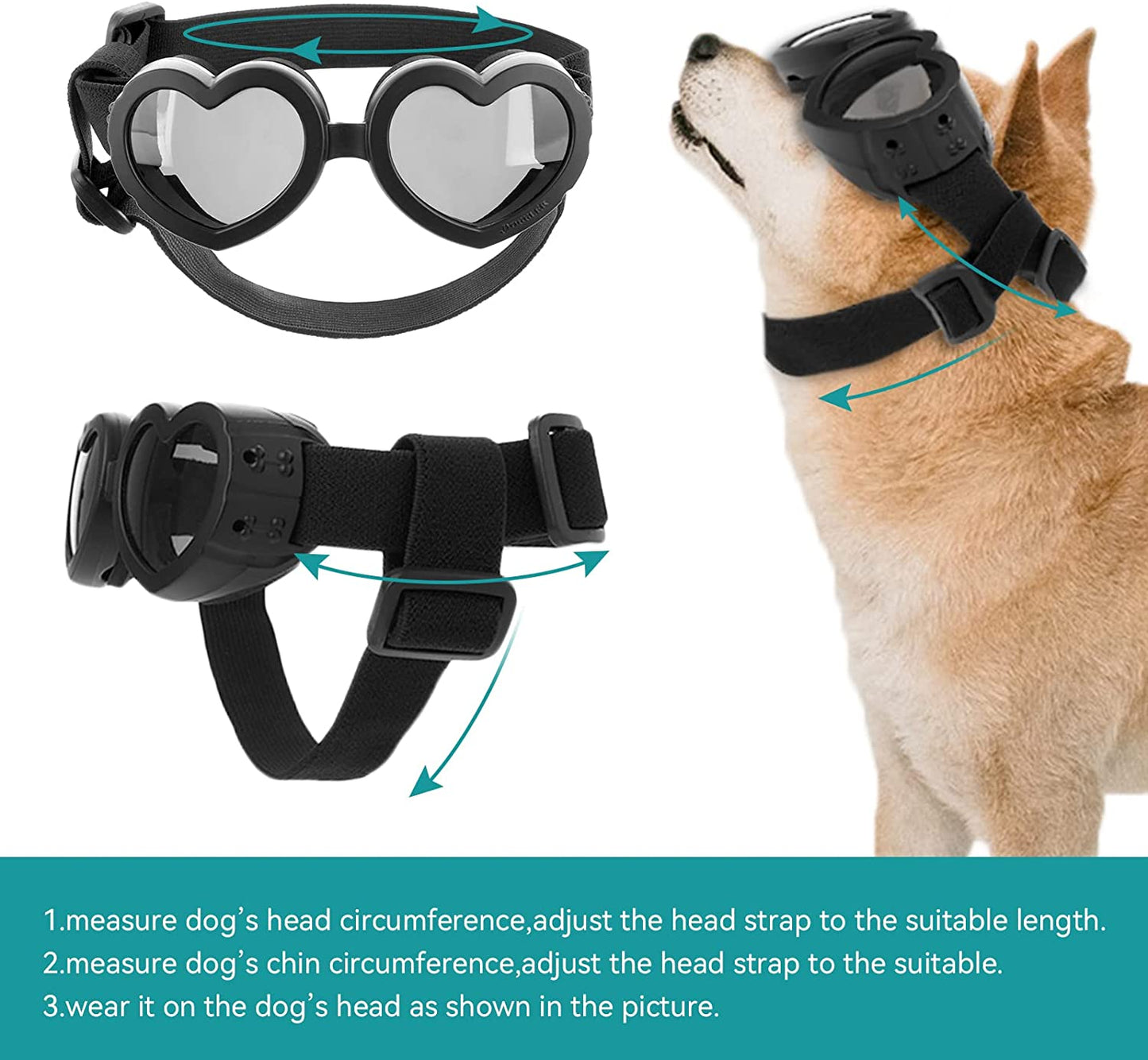 Cobee Puppy Sunglasses, Cute Dog Goggles Adjustable Strap Pet Glasses Small Dog Sunglasses Pet Dog Heart Shaped Anti-Fog Sunglasses Waterproof Windproof UV Protective Glasses for Dogs and Cats Animals & Pet Supplies > Pet Supplies > Dog Supplies > Dog Apparel Cobee   