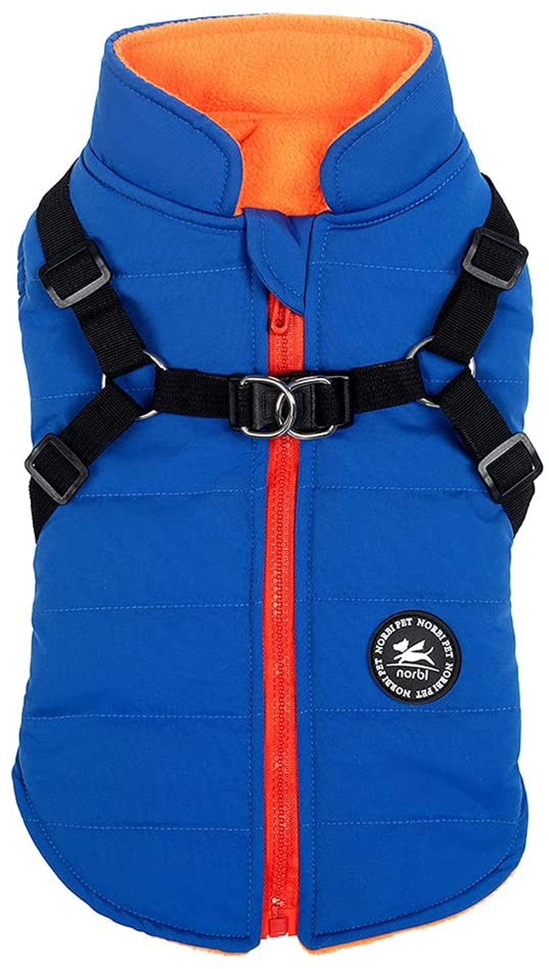 Norbi Pet Warm Jacket Small Dog Vest Harness Puppy Winter 2 in 1 Outfit Cold Weather Coat (M, Red) Animals & Pet Supplies > Pet Supplies > Dog Supplies > Dog Apparel Norbi Blue Medium 