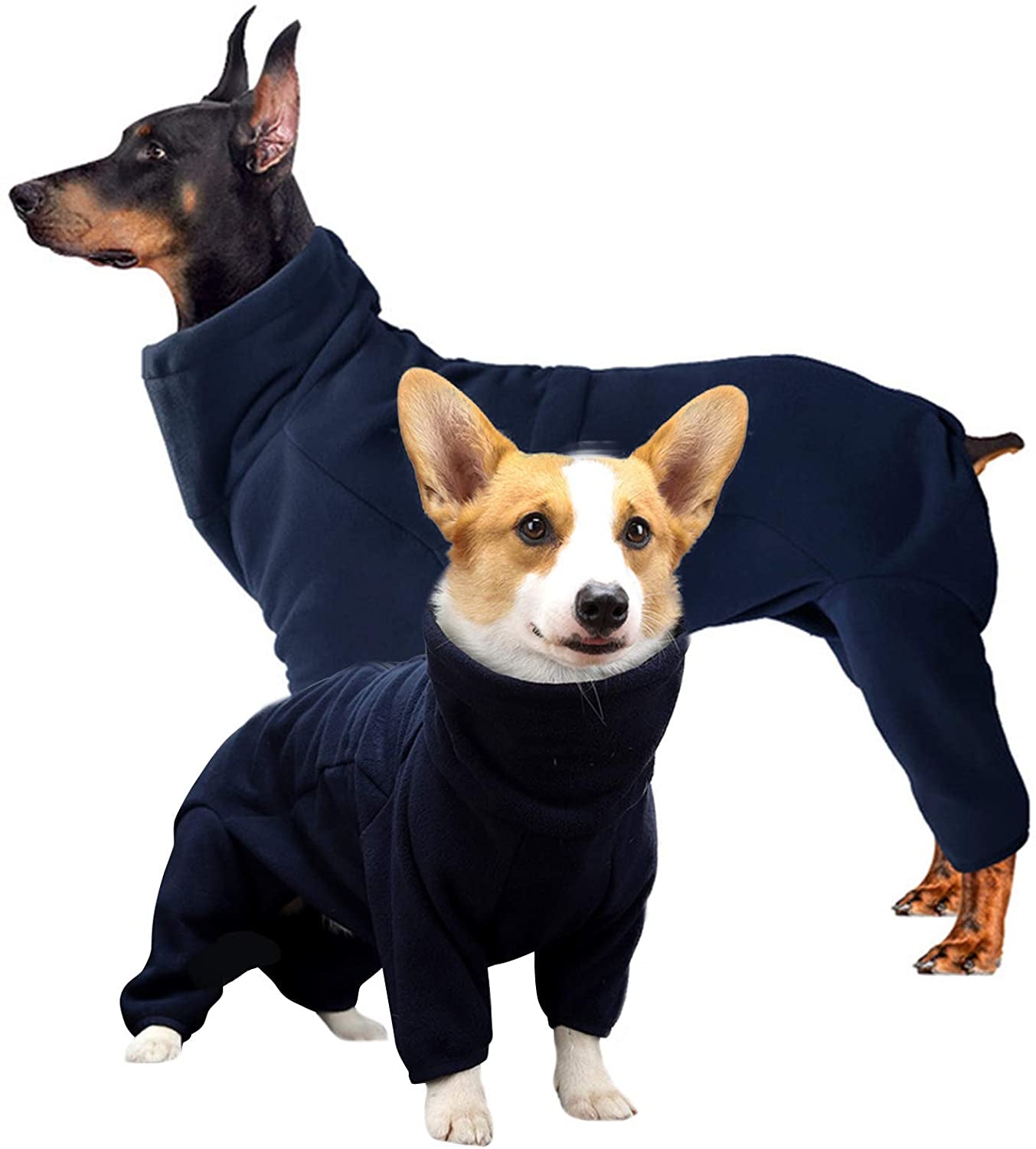 ROZKITCH Dog Winter Coat Soft Fleece Pullover Pajamas, Pet Windproof Warm Cold Weather Jacket Vest Cozy Onesie Jumpsuit Apparel Outfit Clothes for Small, Medium, Large Dogs Walking Hiking Travel Sleep Animals & Pet Supplies > Pet Supplies > Dog Supplies > Dog Apparel ROZKITCH Dark Blue X-Large 