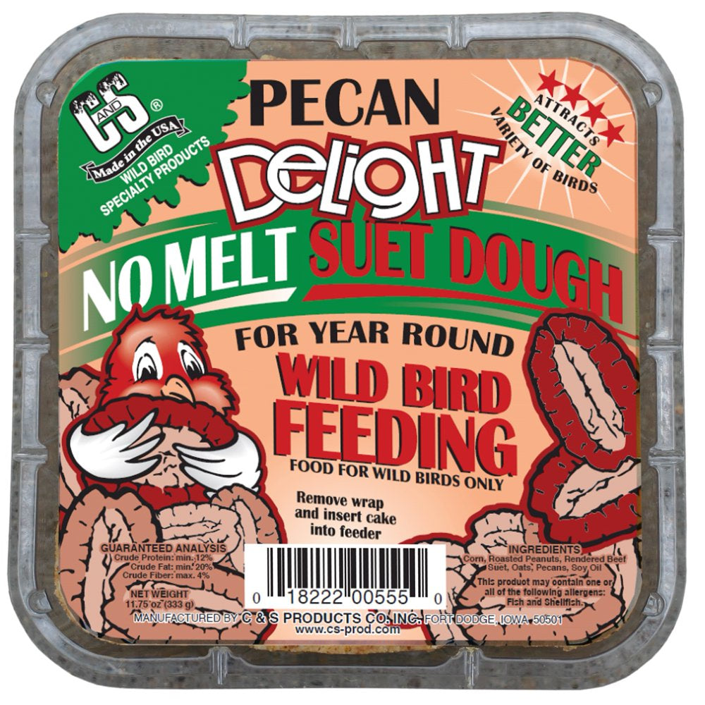 C&S Pecan Delight No Melt Suet Dough, 11.75 Oz, Wild Bird Food, 12 Pack Animals & Pet Supplies > Pet Supplies > Bird Supplies > Bird Treats C&S Products Company   