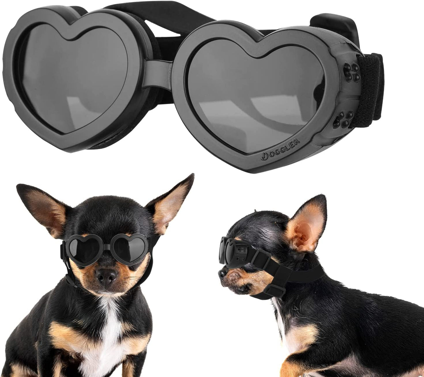 Sunglasses for Dogs, Dog Sunglasses Small Medium Breed, Small Breed Goggles Sun Glasses Doggies with Heart Shape Adjustable Strap for Dogs Doggy Sun Glasses Doggie Uv Protection Waterproof Windproof Animals & Pet Supplies > Pet Supplies > Dog Supplies > Dog Apparel Niubouio   