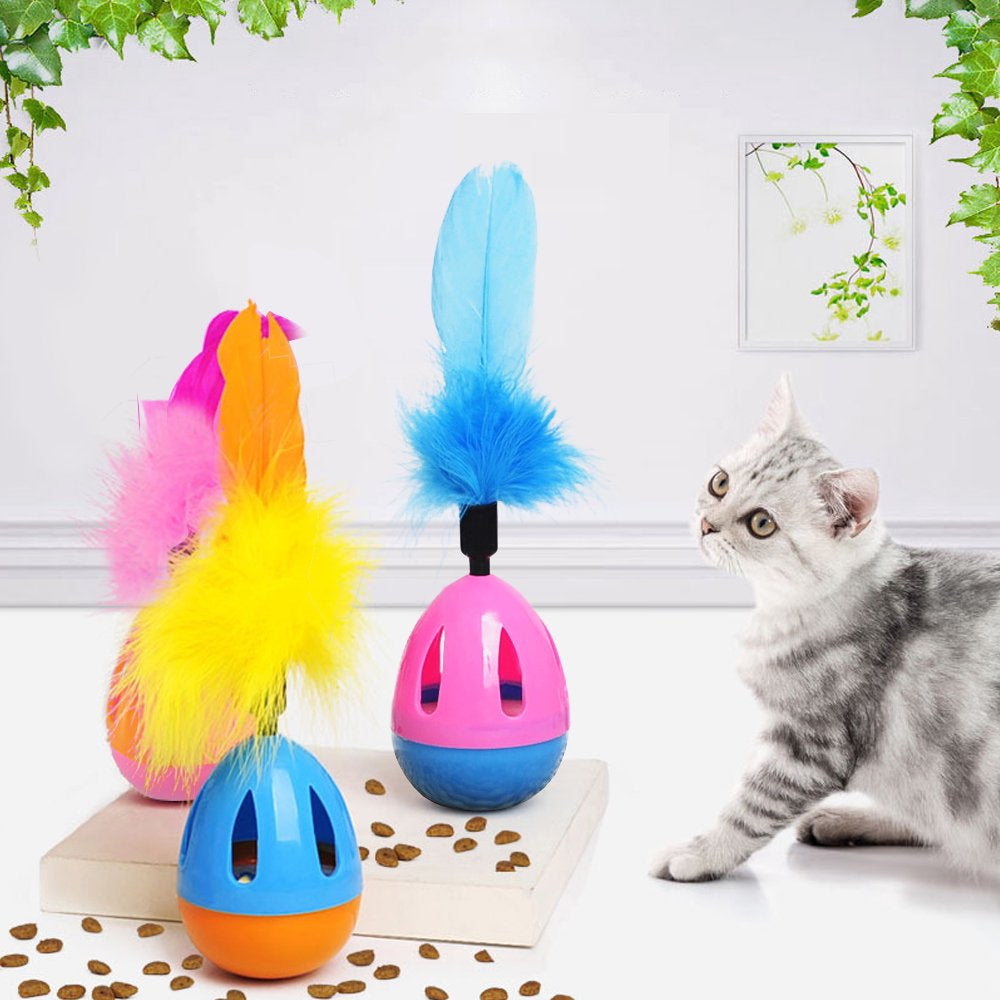 Carkira Pet Tumbler Cat Toy Feather with Treat Dispenser and Bell Animals & Pet Supplies > Pet Supplies > Cat Supplies > Cat Toys Carkira   