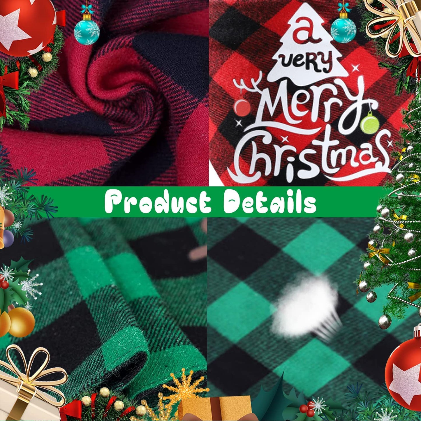 BECHANMIG Christmas Dog Bandanas 3 PCS, Pet Plaid Scarf Classic Triangle Bibs, Washable Pet Neckerchief for Xmas Party Supplies, Christmas Scarf for Small Medium Large Dogs, B Middle Animals & Pet Supplies > Pet Supplies > Dog Supplies > Dog Apparel BECHANMIG   