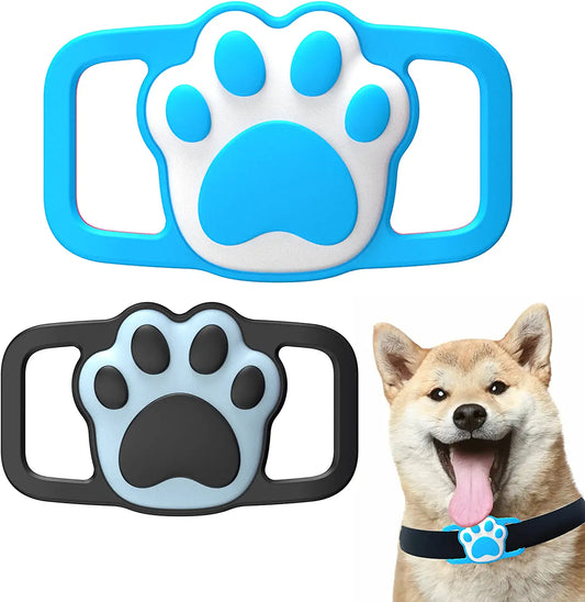 Neotrixqi Airtag Dog Collar Holder, Silicone Airtag Holder Accessories for Apple Airtags Tracker, Air Tag Case for Air Tags Pet Collar Airtag Loop Necklace Backpack Bag Electronics > GPS Accessories > GPS Cases NeotrixQI Black+Blue  
