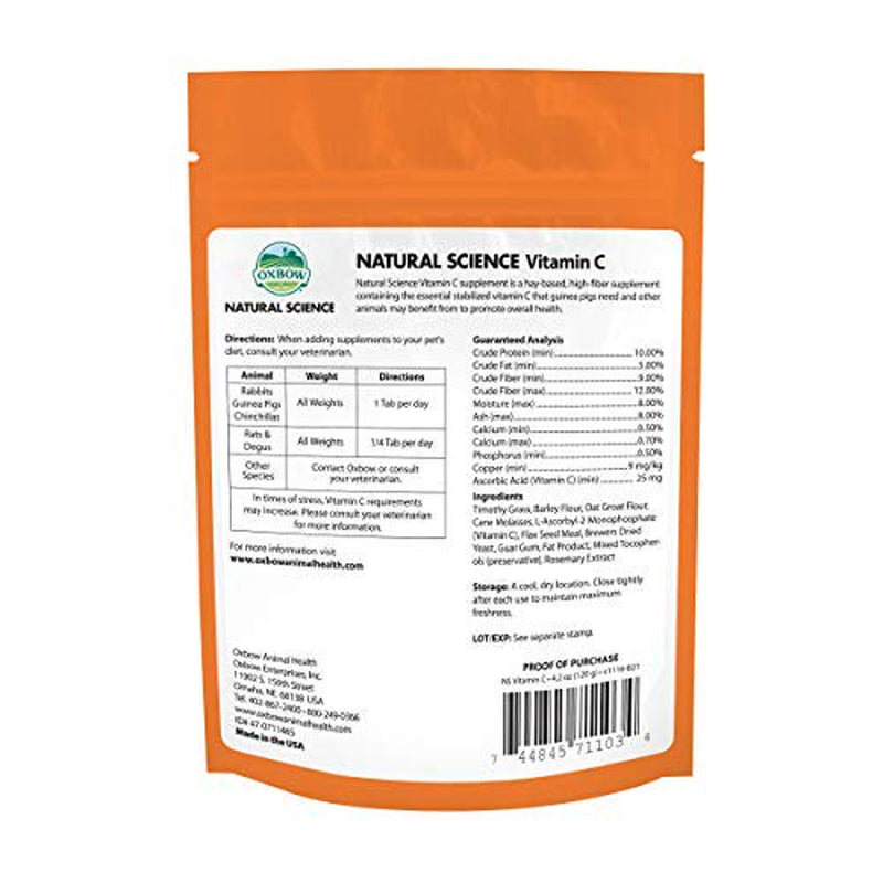Oxbow Natural Science Vitamin C Supplement - Vitamin C for Guinea Pigs and Other Small Animals, 4.2 Oz. Animals & Pet Supplies > Pet Supplies > Small Animal Supplies > Small Animal Food Oxbow   