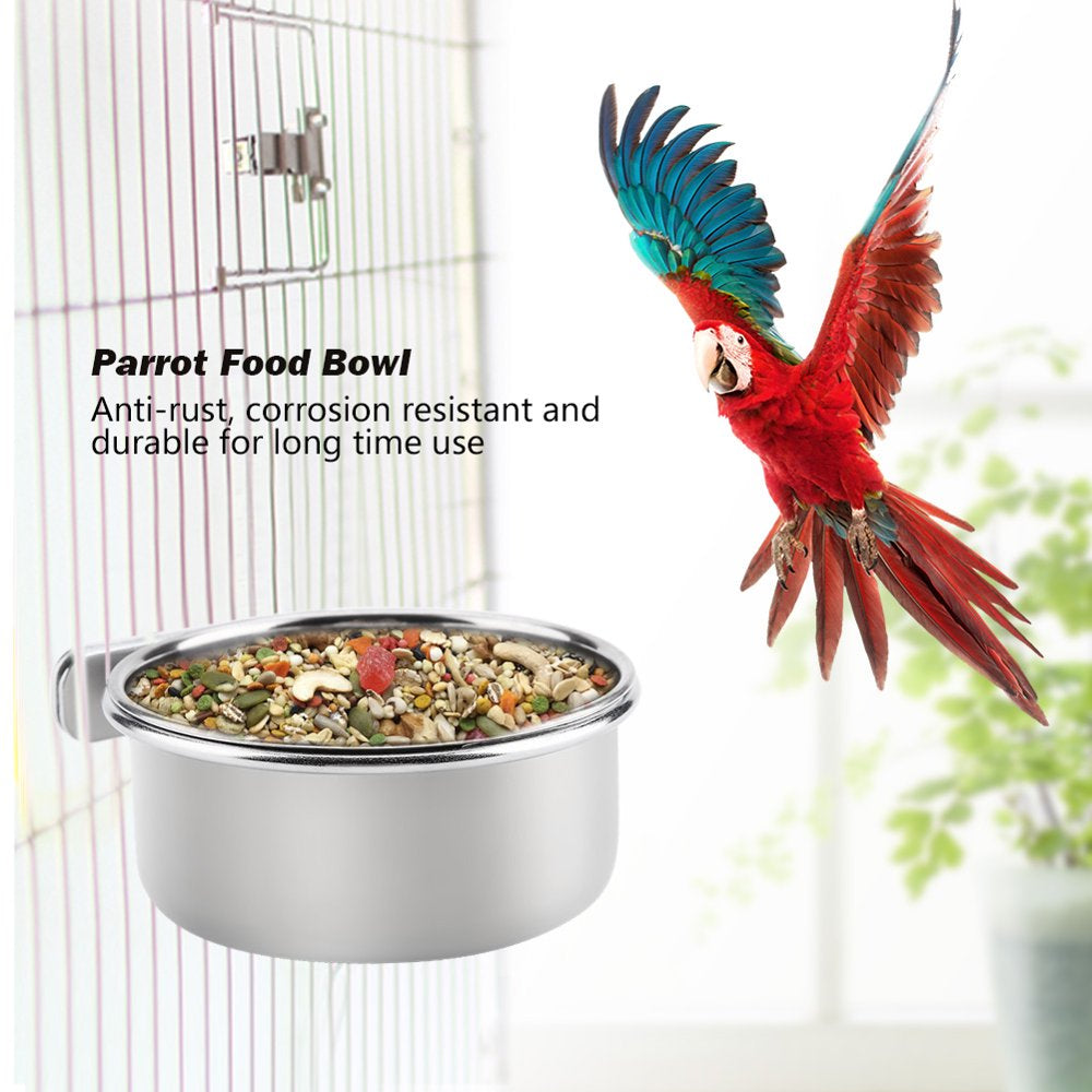 LYUMO Stainless Steel Food Water Feeding Bowl Parrot Parakeet Feeder Bird Cage Accessory, Parrot Food Bowl,Bird Cage Feeder Animals & Pet Supplies > Pet Supplies > Bird Supplies > Bird Cage Accessories Fyydes   