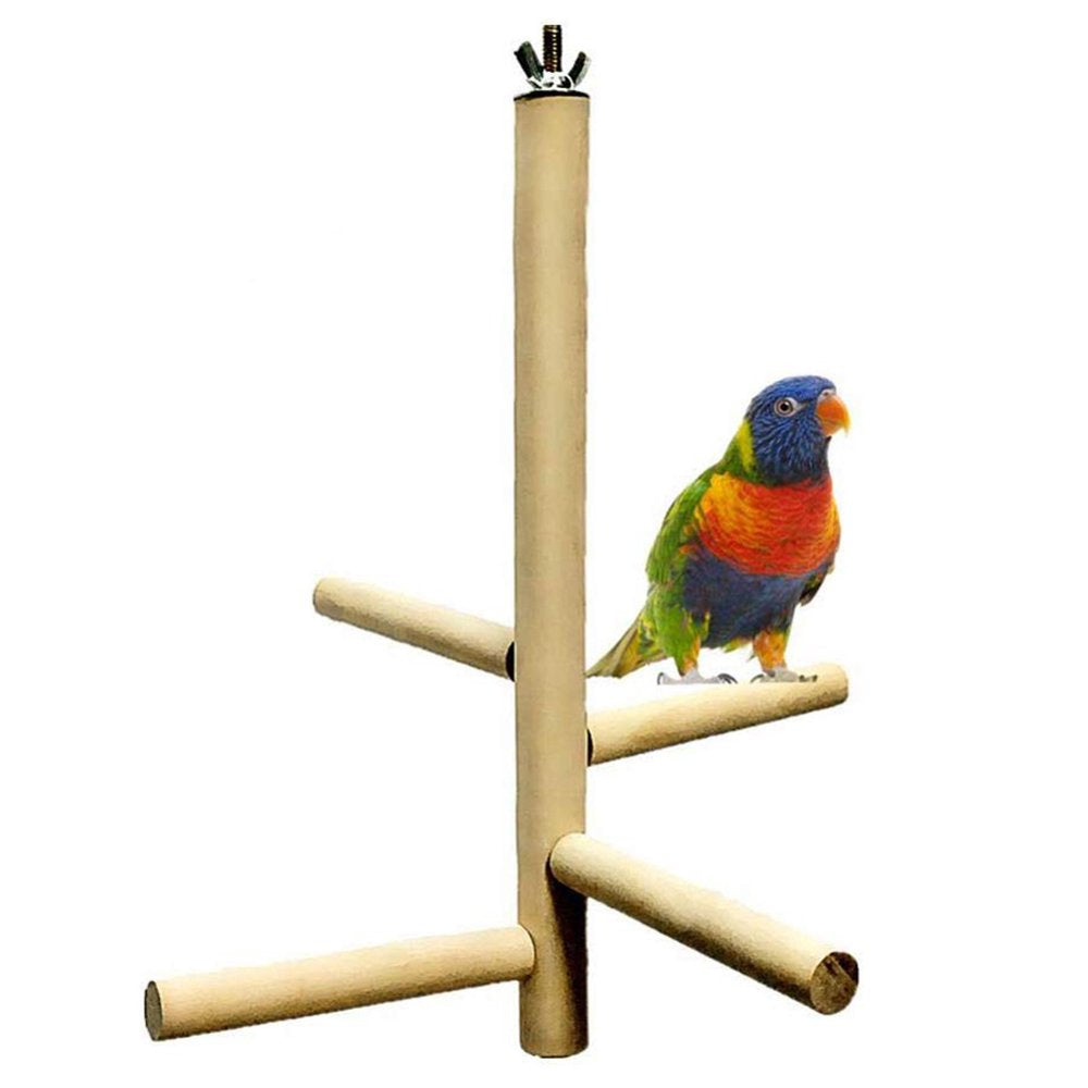 Visland Bird Perch Stand Perch Natural Wood Rod Bird Toys Swing Tools Cage Accessories Exercise Toys Sticks Multi Functional Bird Supplies Wood Perch Rod Stand for Parrot Canary Animals & Pet Supplies > Pet Supplies > Bird Supplies > Bird Cage Accessories Visland   