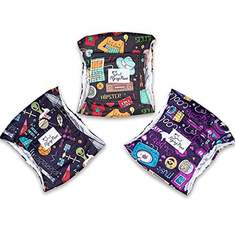 Flying Paws Male Dog Diapers Washable Male Dog Wraps Belly Band(Pack of 3), Reusable Doggie Diapers, Durable Puppy Diapers High Absorbing (Department Store, Large(17'' - 21'')) Animals & Pet Supplies > Pet Supplies > Dog Supplies > Dog Diaper Pads & Liners Flying Paws   