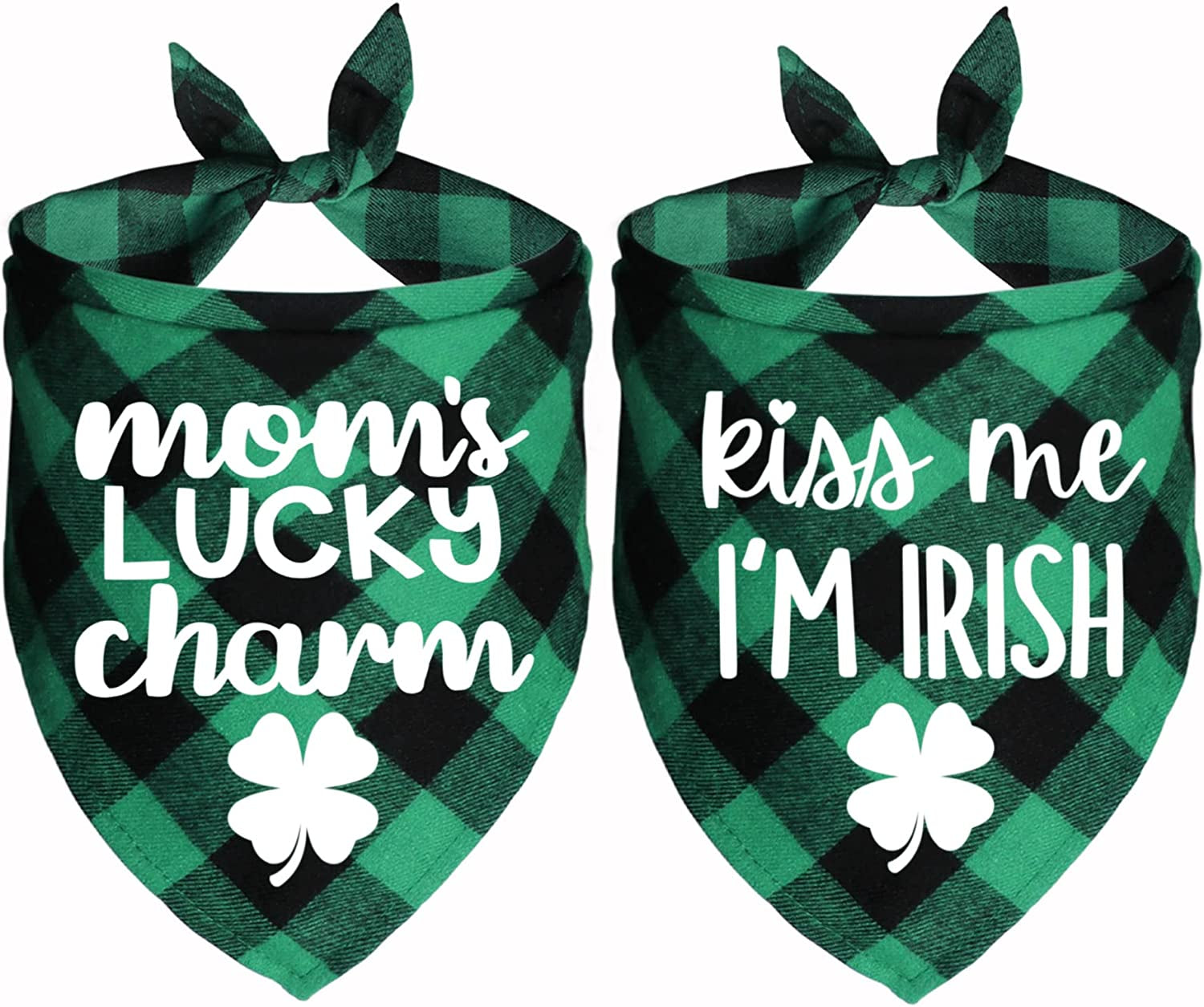 JOTFA St. Patrick’S Day Dog Bandanas, Plaid Dog Puppy St. Patrick’S Day Bandana Scarf for Small Medium Large Dogs Pets (Mom’S Lucky Charm & Kiss Me I’M Irish) Animals & Pet Supplies > Pet Supplies > Dog Supplies > Dog Apparel JOTFA Mom’s Lucky Charm & Kiss Me I’m Irish  