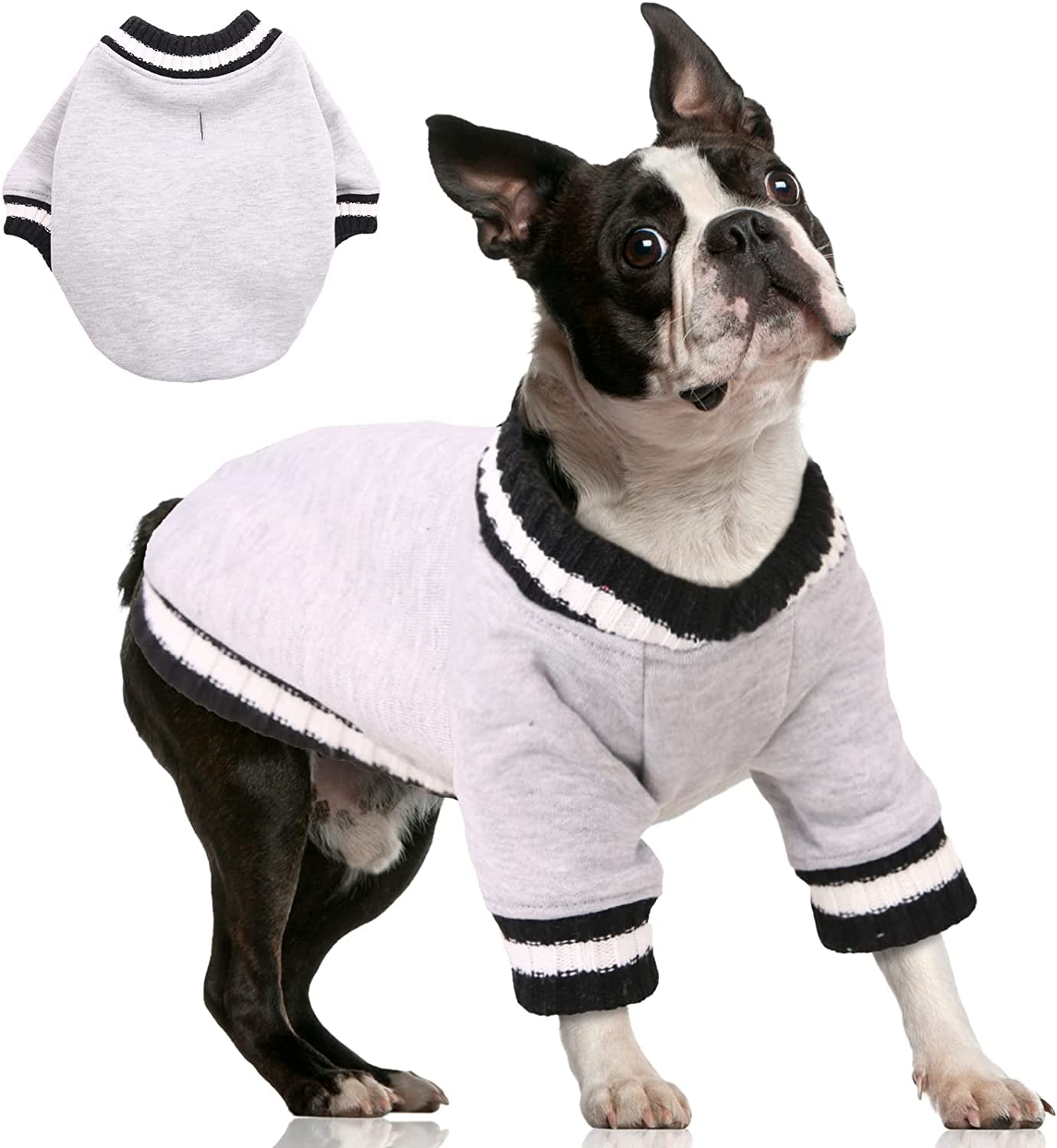 FUAMEY Dog Pullover Sweater, Dog Winter Coat Cold Weather Outfit Dog Clothes Warm Dog Jacket Small Medium Large Dog Winter Vest Easy on Puppy Boy Girl Sweater Animals & Pet Supplies > Pet Supplies > Dog Supplies > Dog Apparel FUAMEY grey Medium(chest:25.2in) 