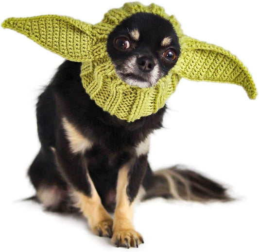 Zoo Snoods Baby Yoda Costume for Dogs & Cats - Small, Warm No Flap Ear Wrap Hood for Pets, Star Wars Dog Costume for Winters, Halloween, Christmas & New Year, Soft Yarn Alien Ear Covers Animals & Pet Supplies > Pet Supplies > Dog Supplies > Dog Apparel Zoo Snoods Small  