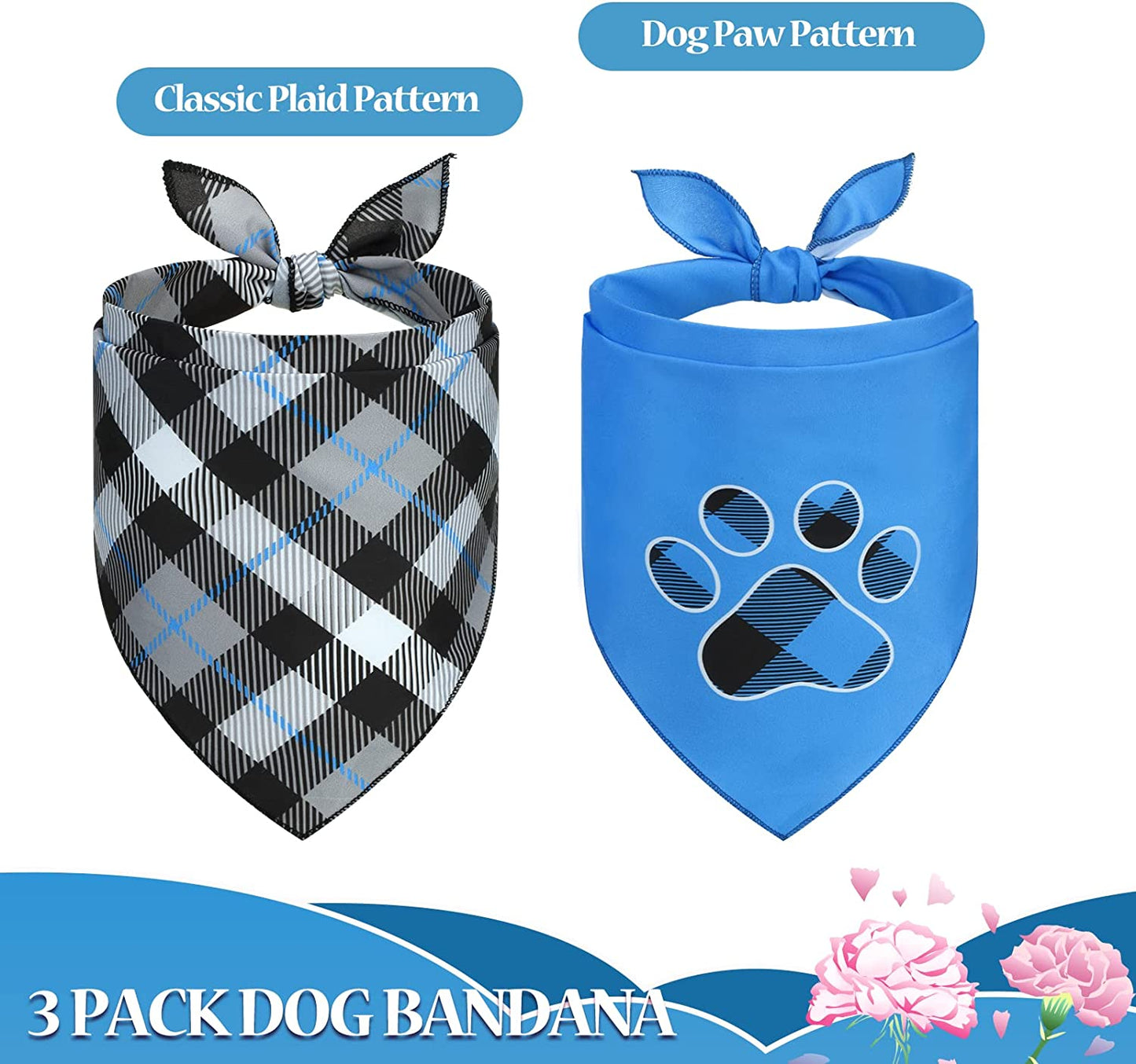 Forwardog Classic Plaid Dog Bandana -2 Pack Pink Dog Bandanas for Summer, Soft and Breathable Pet Triangle Scarf for Small to Large Dogs Animals & Pet Supplies > Pet Supplies > Dog Supplies > Dog Apparel Forwardog   