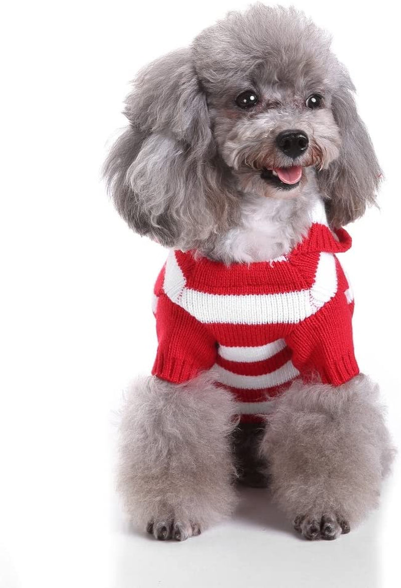 S-Lifeeling Red and White Striped Dog Sweater Holiday Halloween Christmas Pet Clothes Soft Comfortable Dog Clothes Animals & Pet Supplies > Pet Supplies > Dog Supplies > Dog Apparel PL   