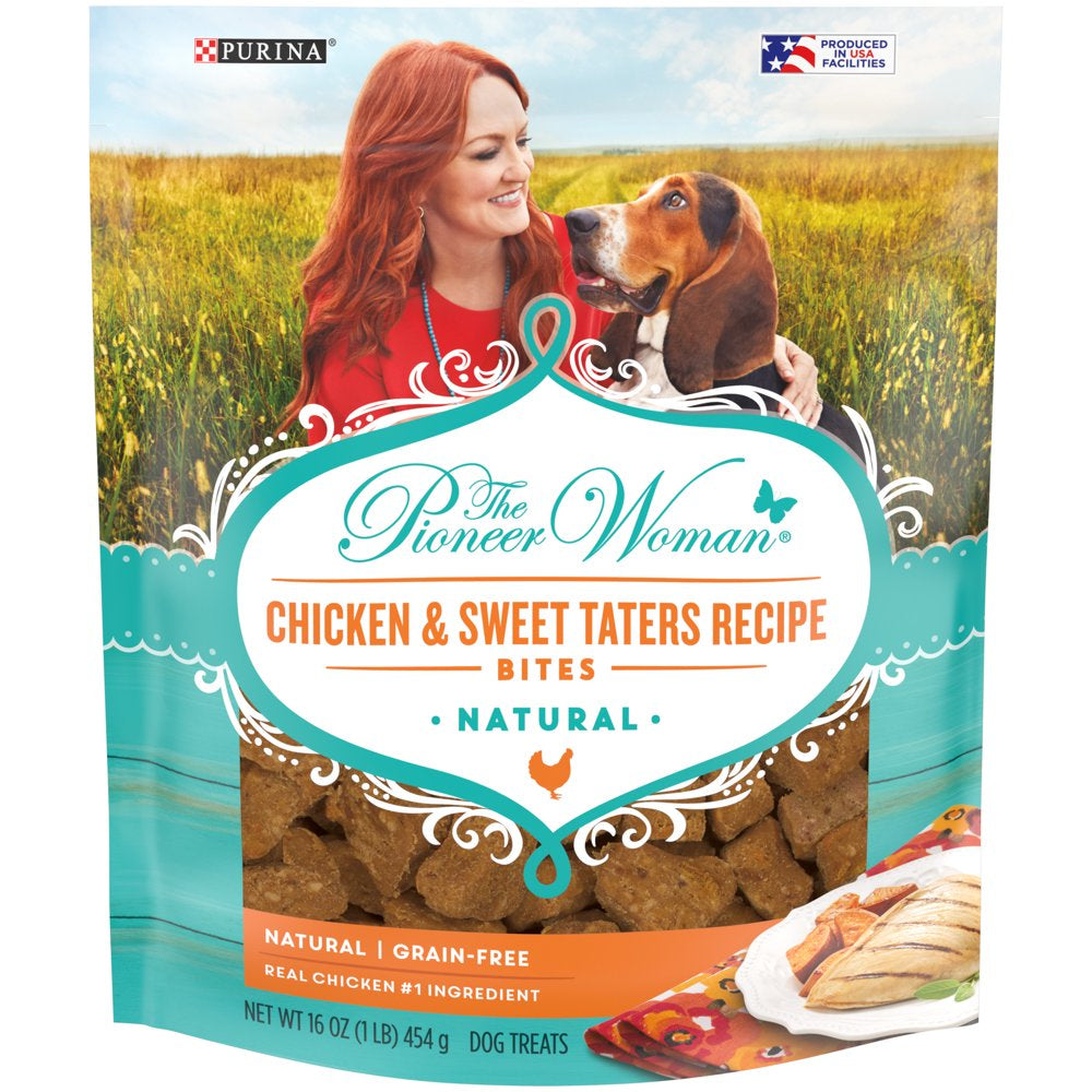 The Pioneer Woman Chicken and Sweet Taters Recipe Bites Natural, Grain Free Soft Dog Treats, 16 Oz. Pouch Animals & Pet Supplies > Pet Supplies > Dog Supplies > Dog Treats Nestlé Purina PetCare Company 16 oz.  