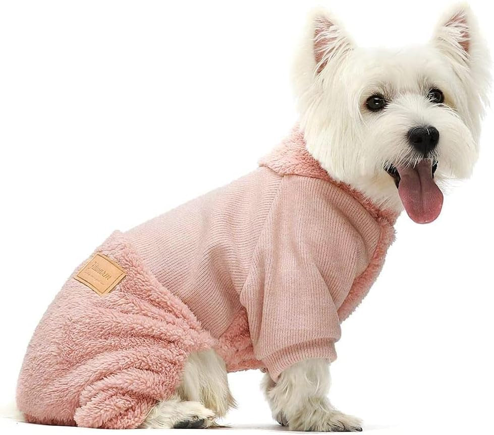 Fitwarm Turtleneck Knitted Dog Clothes Winter Outfits Pet Jumpsuits Cat Sweaters Blue Small Animals & Pet Supplies > Pet Supplies > Dog Supplies > Dog Apparel Fitwarm Pink XS 