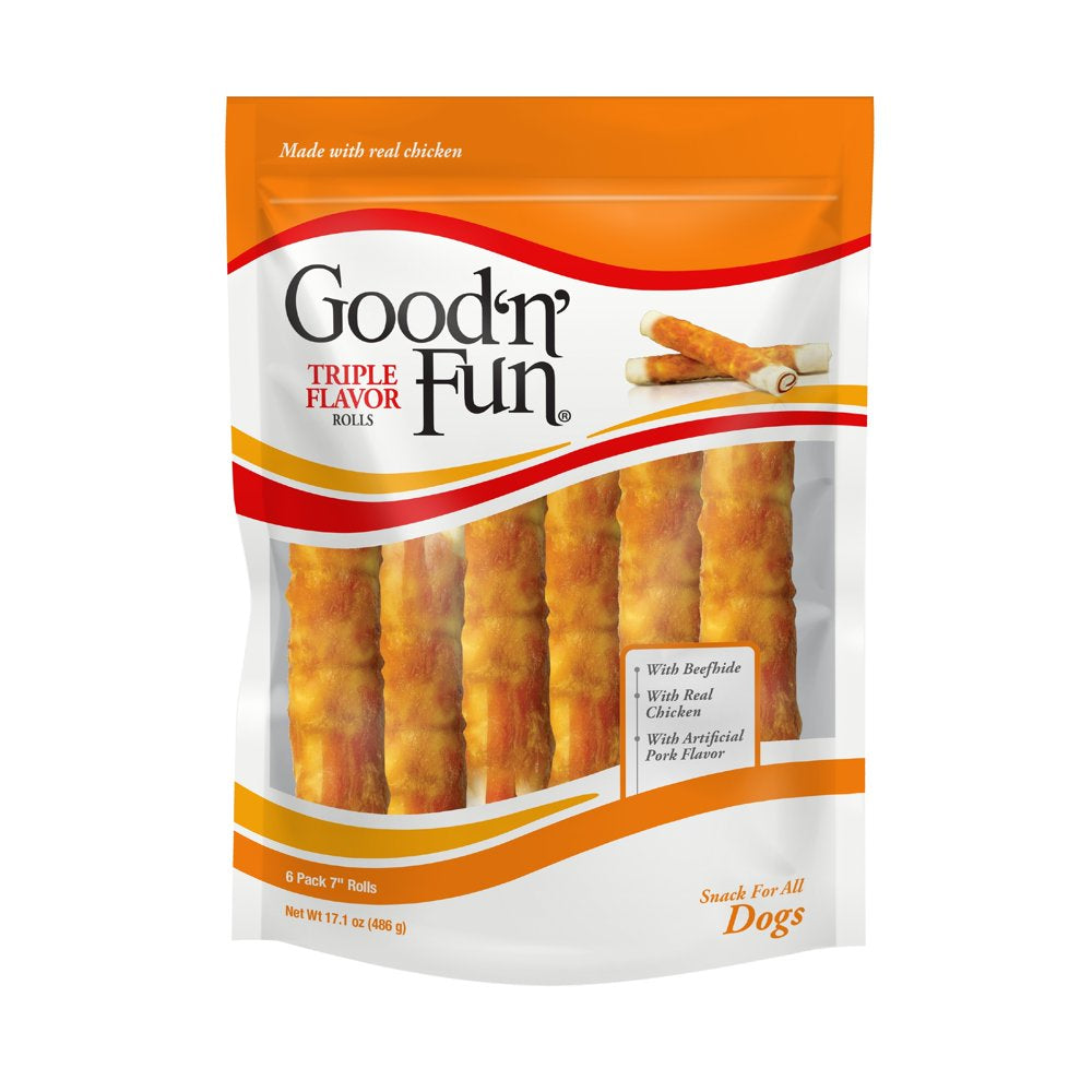 Good ‘N’ Fun Triple Flavor 7 Inch Rolls, Chews for Dogs