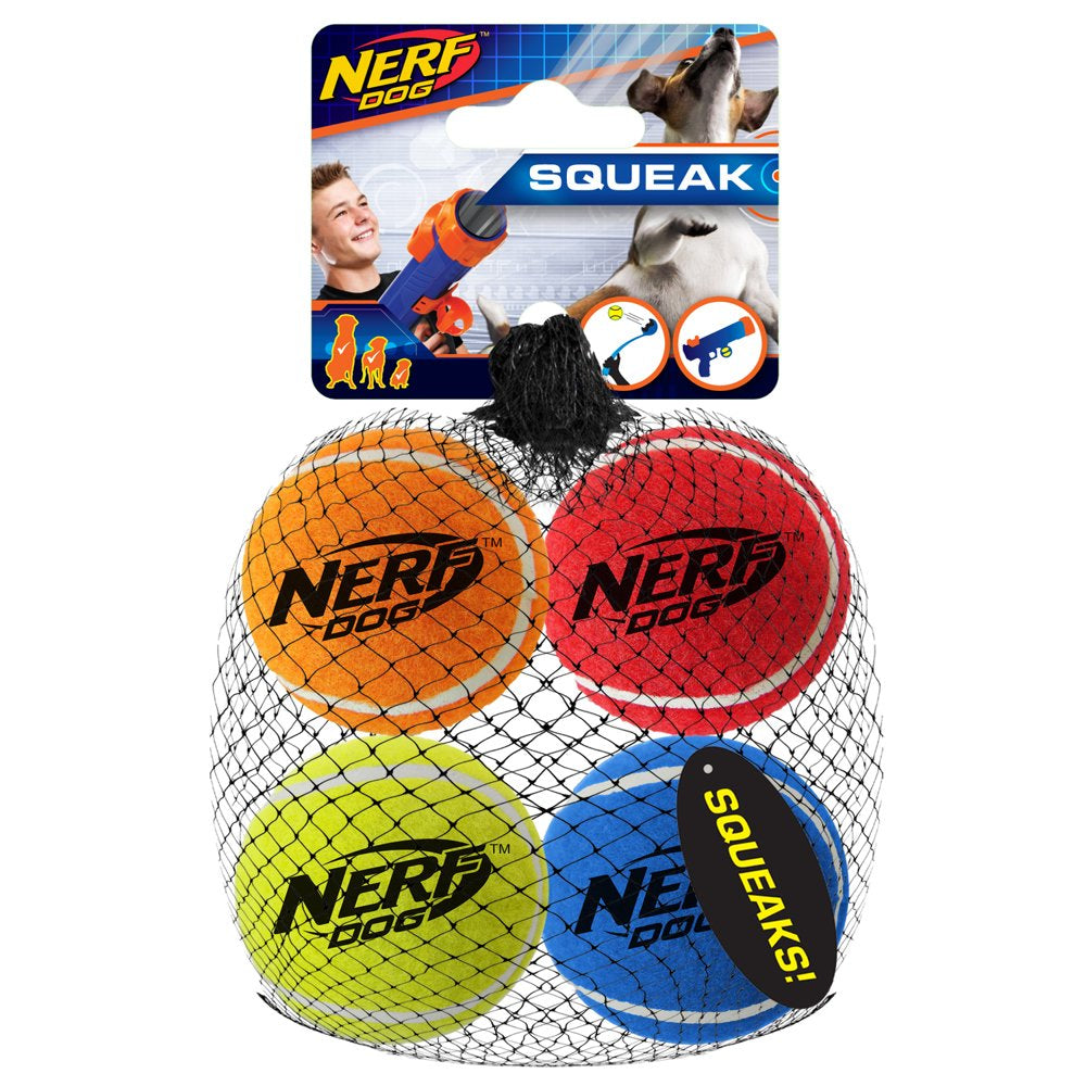 Nerf Dog 2.5In Squeak Tennis Ball 4-PACK, Multicolored Dog Toy Animals & Pet Supplies > Pet Supplies > Dog Supplies > Dog Toys Gramercy Products, Inc.   